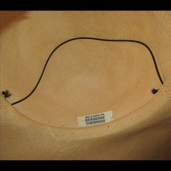 VTG 60's Wide Brim Natural Straw Hat wVeil Flowers Yellow Ribbon Bergdorf France - Picture 11 of 11